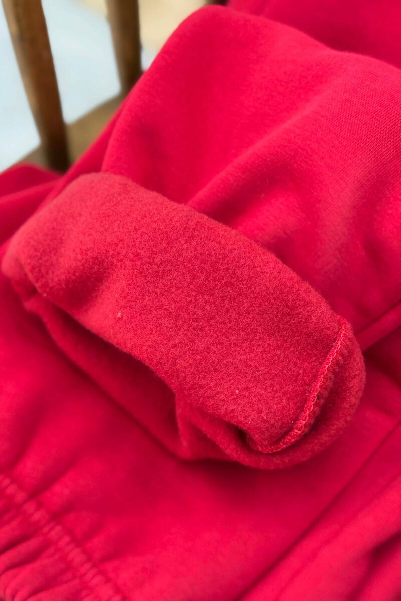 ONE COLOR SIMPLE FLUFFY WOMEN JOGGERS RED/E KUQE - 4
