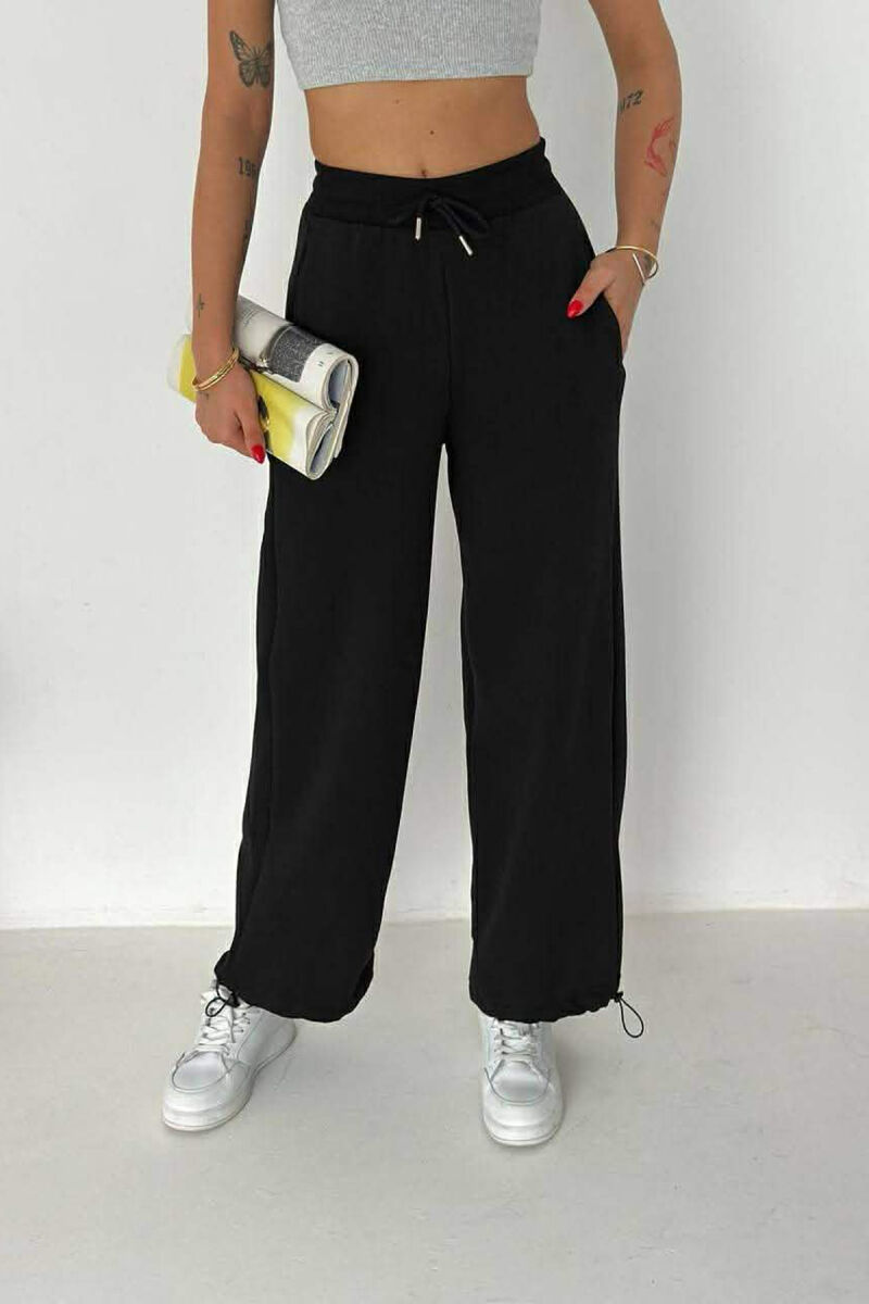 ONE COLOR SIMPLE FLUFFY WOMEN SWEATPANTS BLACK/ E ZEZE - 2