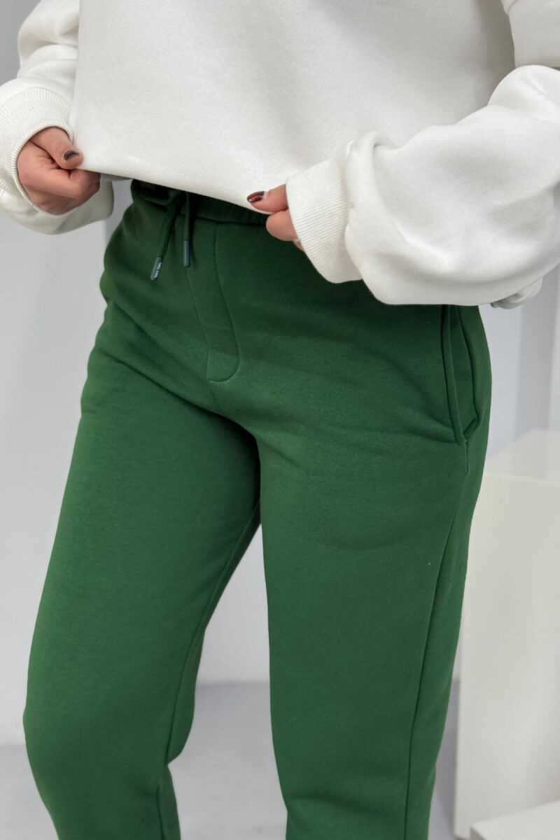 ONE COLOR SIMPLE FLUFFY WOMEN SWEATPANTS GREEN/JESHILE - 4