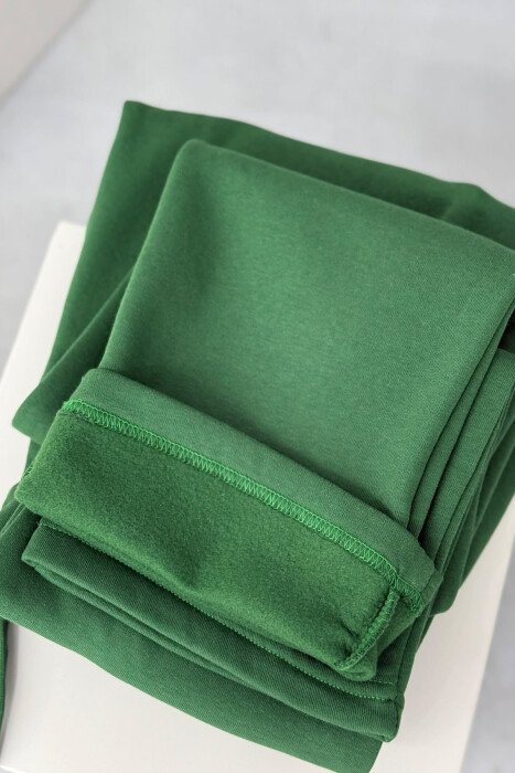 ONE COLOR SIMPLE FLUFFY WOMEN SWEATPANTS GREEN/JESHILE - 6