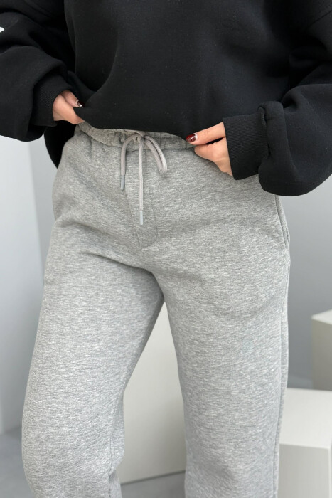 ONE COLOR SIMPLE FLUFFY WOMEN SWEATPANTS GREY/GRI - 2