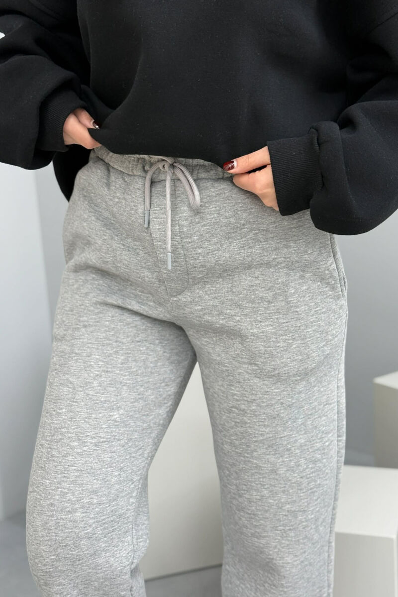 ONE COLOR SIMPLE FLUFFY WOMEN SWEATPANTS GREY/GRI - 2