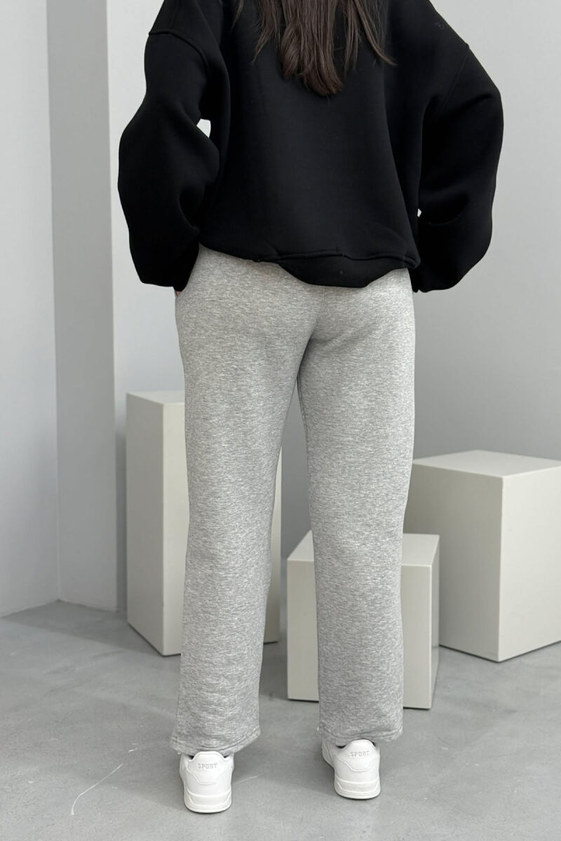 ONE COLOR SIMPLE FLUFFY WOMEN SWEATPANTS GREY/GRI - 5
