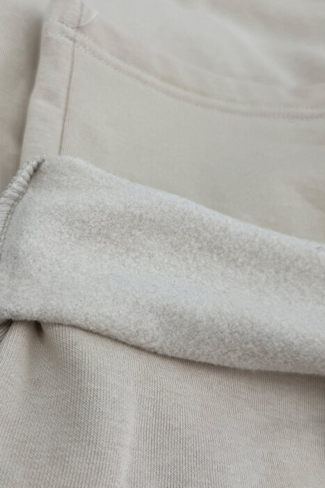 ONE COLOR SIMPLE FLUFFY WOMEN SWEATPANTS LIGHT BEIGE/BZHZB - 6
