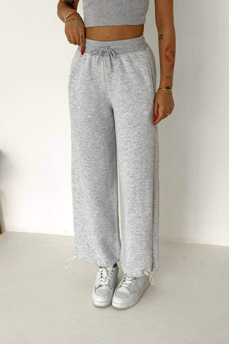 ONE COLOR SIMPLE FLUFFY WOMEN SWEATPANTS LIGHT GREY/GZ - 3