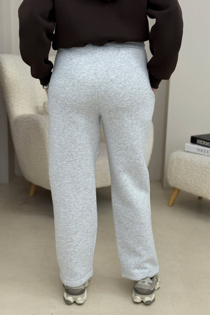 ONE COLOR SIMPLE FLUFFY WOMEN SWEATPANTS LIGHT GREY/GZ - 3