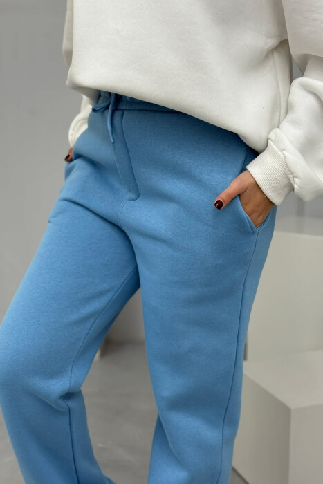 ONE COLOR SIMPLE FLUFFY WOMEN SWEATPANTS LIGHTBLUE/BZ - 2