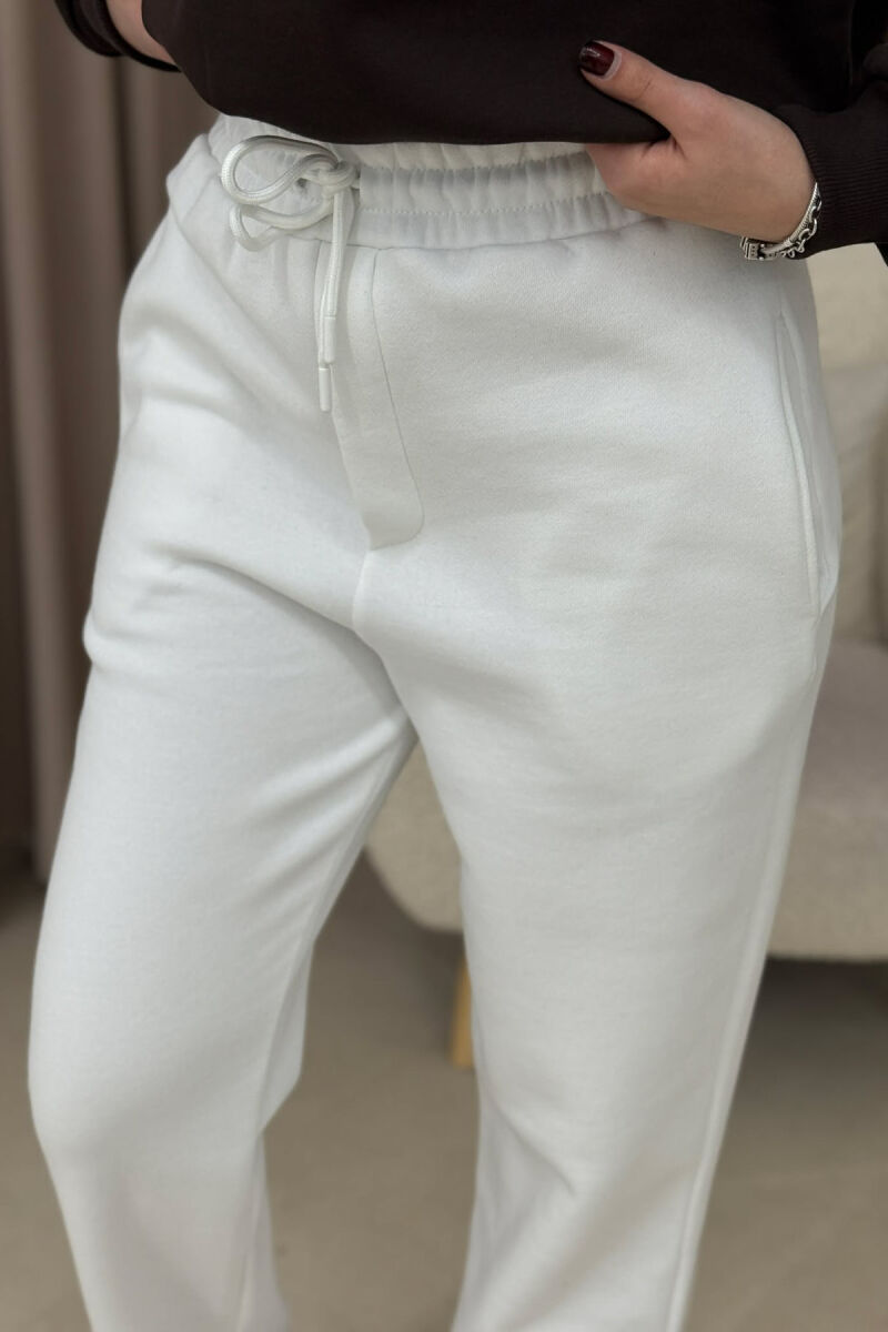 ONE COLOR SIMPLE FLUFFY WOMEN SWEATPANTS WHITE-E BARDHE - 4