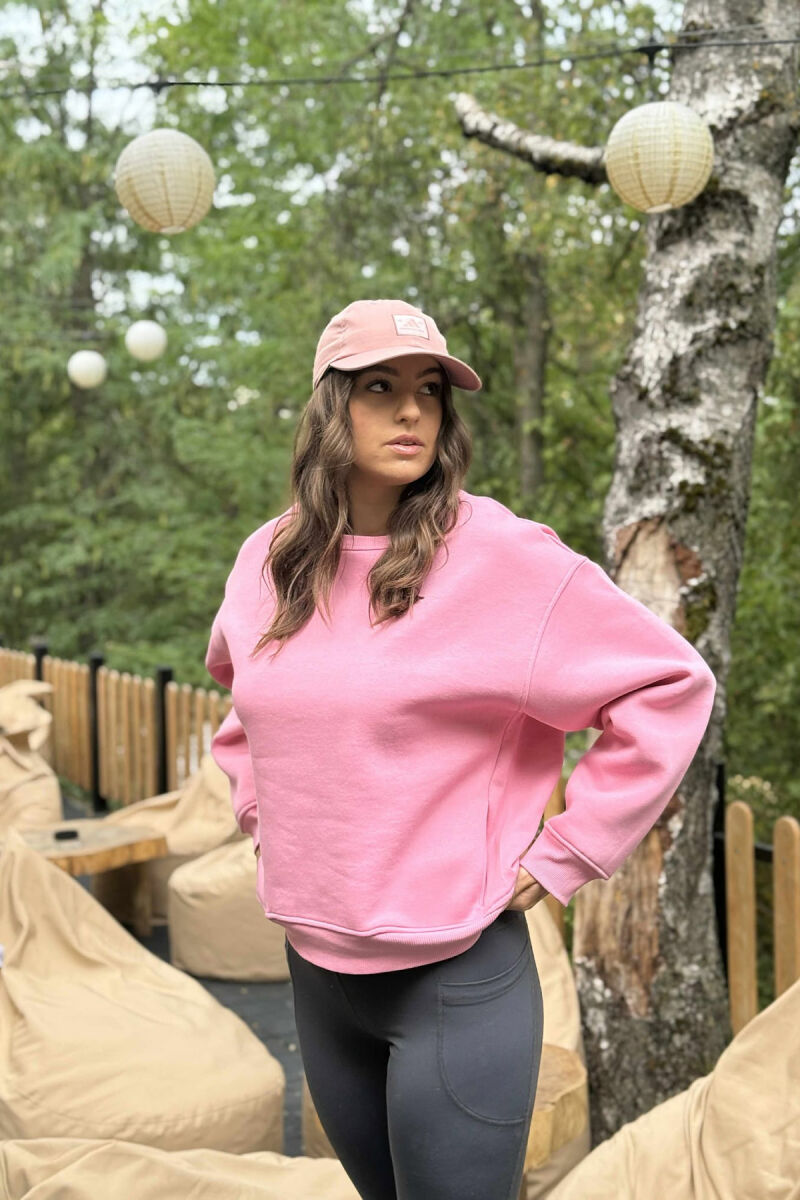 ONE COLOR SIMPLE FLUFFY WOMEN SWEATSHIRT PINK/ROZE - 3