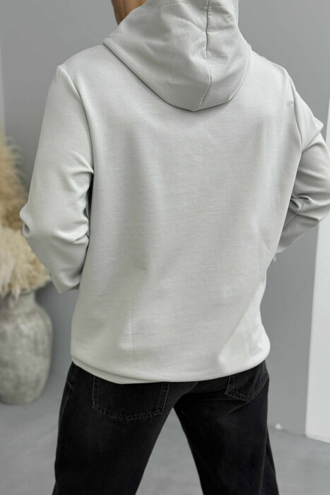 ONE COLOR SIMPLE FRONT LOGO MEN HOODIE LIGHT GREY/GZ - 2