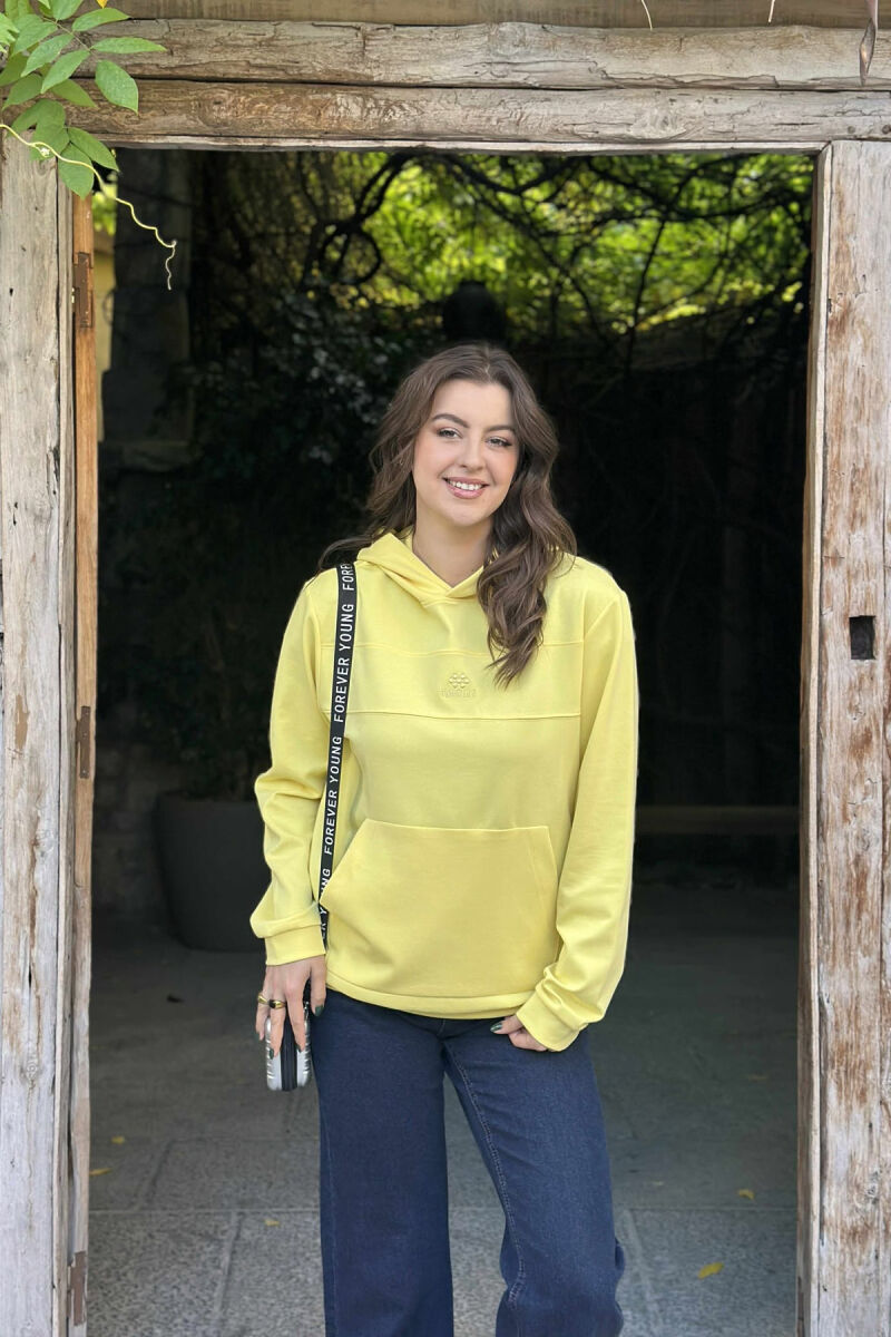 ONE COLOR SIMPLE FRONT LOGO WOMEN HOODIE YELLOW/E VERDHE - 4