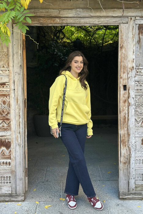 ONE COLOR SIMPLE FRONT LOGO WOMEN HOODIE YELLOW/E VERDHE - 2