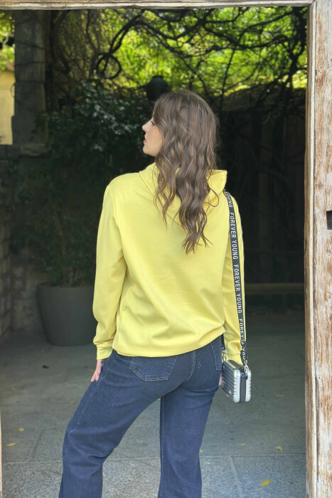 ONE COLOR SIMPLE FRONT LOGO WOMEN HOODIE YELLOW/E VERDHE - 5