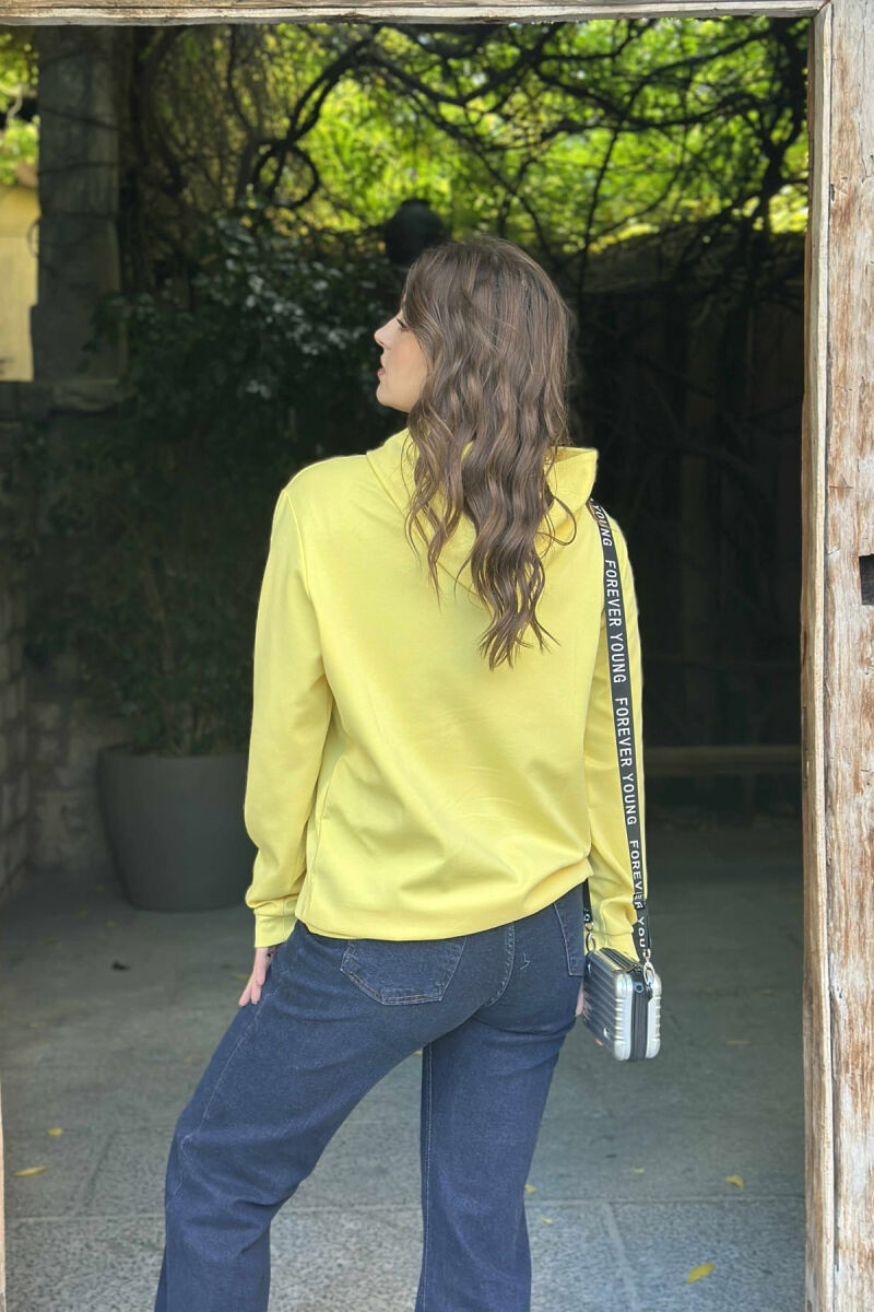 ONE COLOR SIMPLE FRONT LOGO WOMEN HOODIE YELLOW/E VERDHE - 5