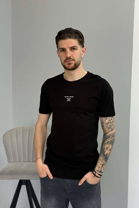 T-SHIRT NJE NGJYRESH ME SHKRIME TE THJESHTA PER MESHKUJ NE NGJYRE TE ZEZE 