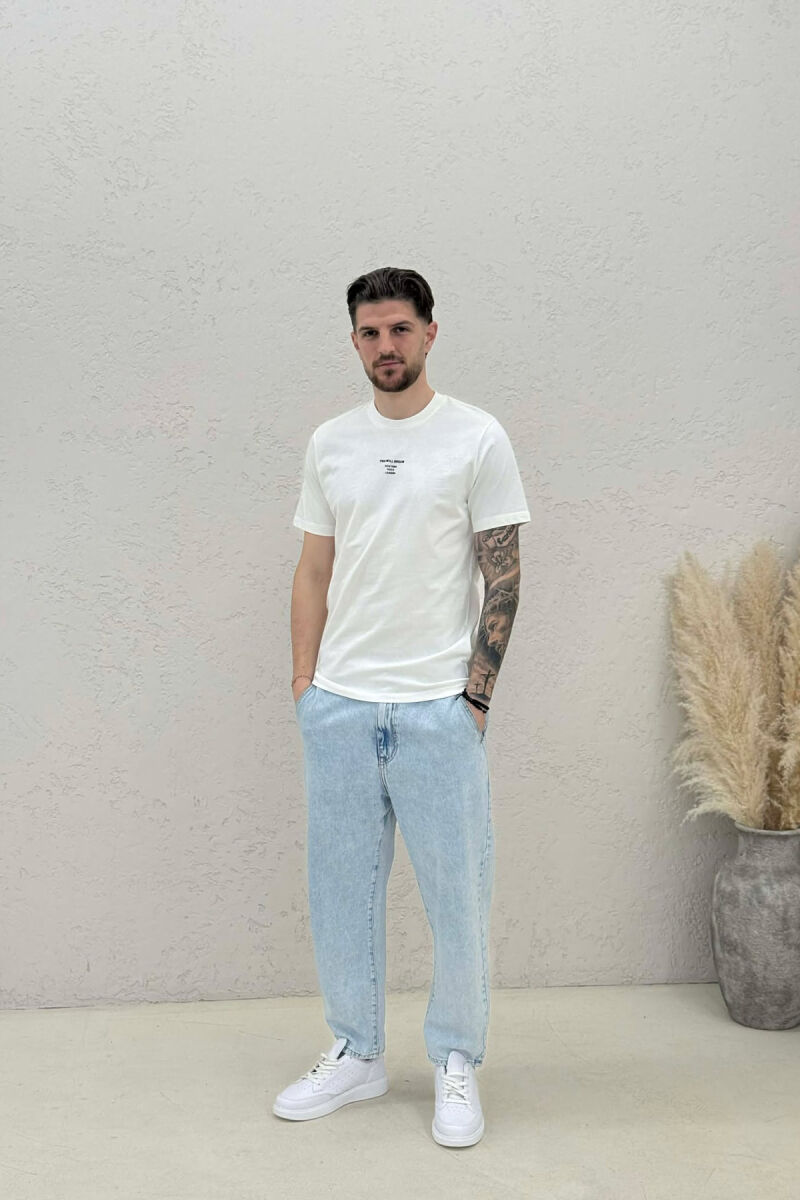 ONE COLOR SIMPLE FRONT WRITTINGS MEN T-SHIRT CREAM/KREM - 3