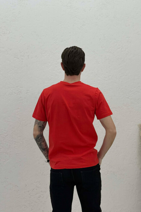 ONE COLOR SIMPLE FRONT WRITTINGS MEN T-SHIRT DARK ORANGE/POE - 4