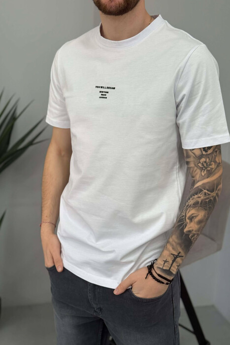 ONE COLOR SIMPLE FRONT WRITTINGS MEN T-SHIRT WHITE-E BARDHE - 2