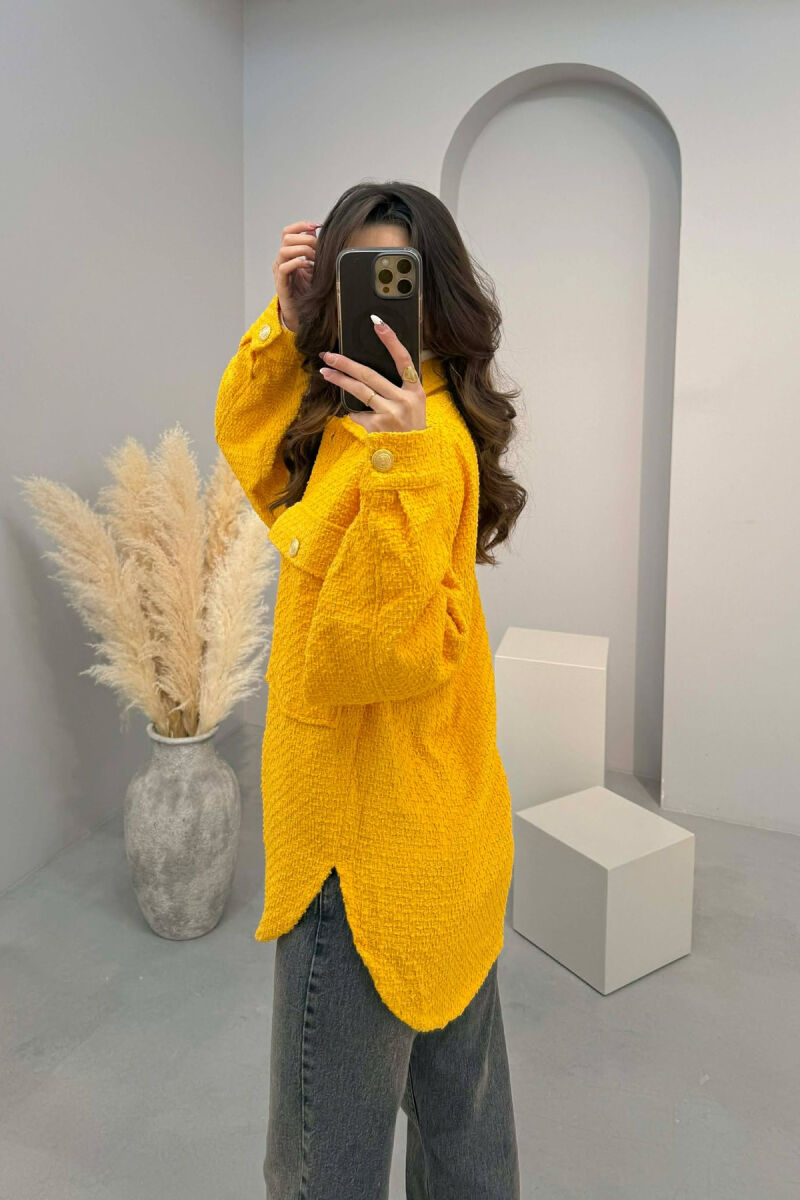 ONE COLOR SIMPLE GOLD BUTTONS WOMEN SHIRT YELLOW/E VERDHE - 2