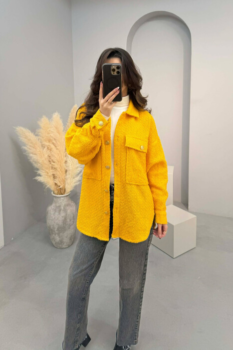 ONE COLOR SIMPLE GOLD BUTTONS WOMEN SHIRT YELLOW/E VERDHE - 3