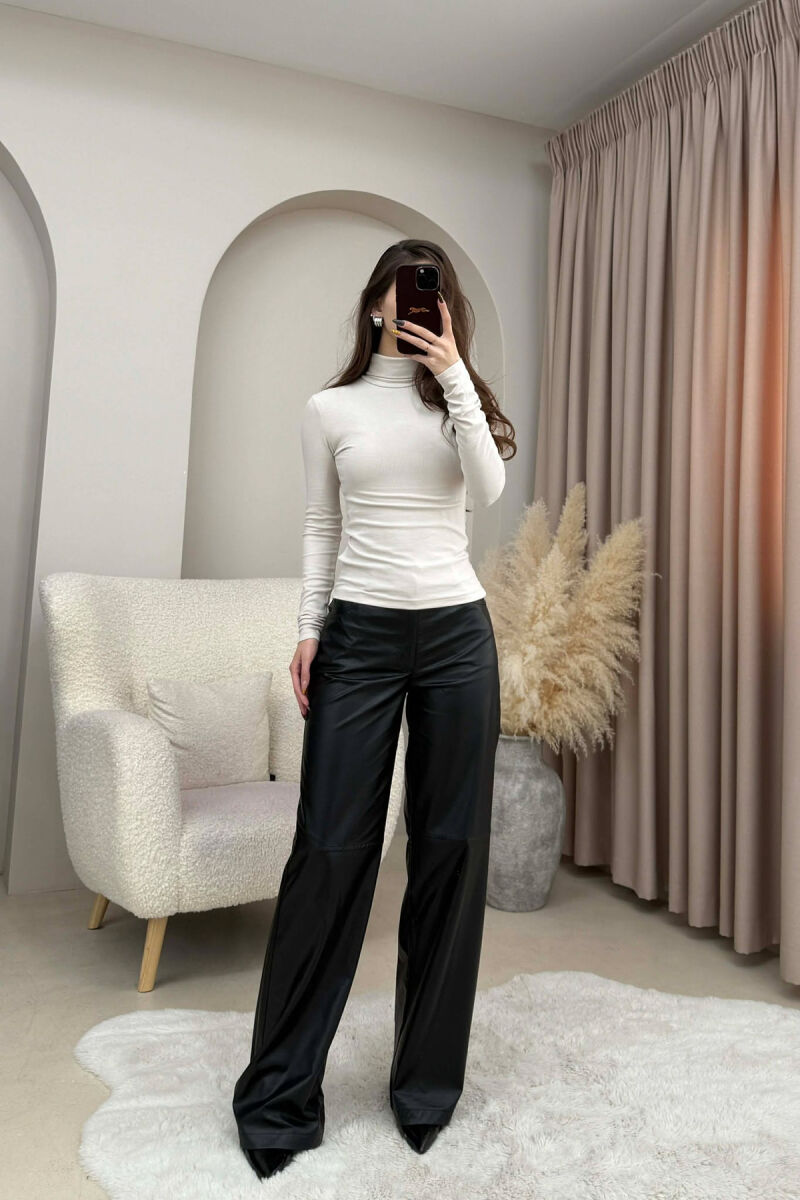 ONE COLOR SIMPLE HIGH NECK WOMEN SWEATSHIRT CREAM/KREM - 1