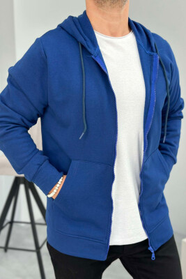 ONE COLOR SIMPLE HOOD MEN JACKETS BLUE/BLU 