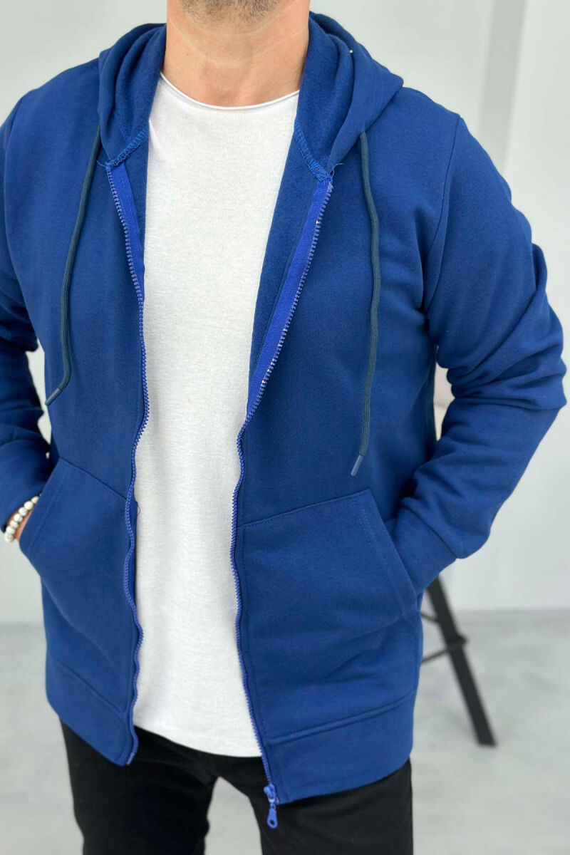 ONE COLOR SIMPLE HOOD MEN JACKETS BLUE/BLU - 2