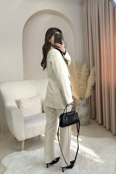 ONE COLOR SIMPLE JACKET+ TROUSERS WOMEN SET BEIGE/BEZHE - 3