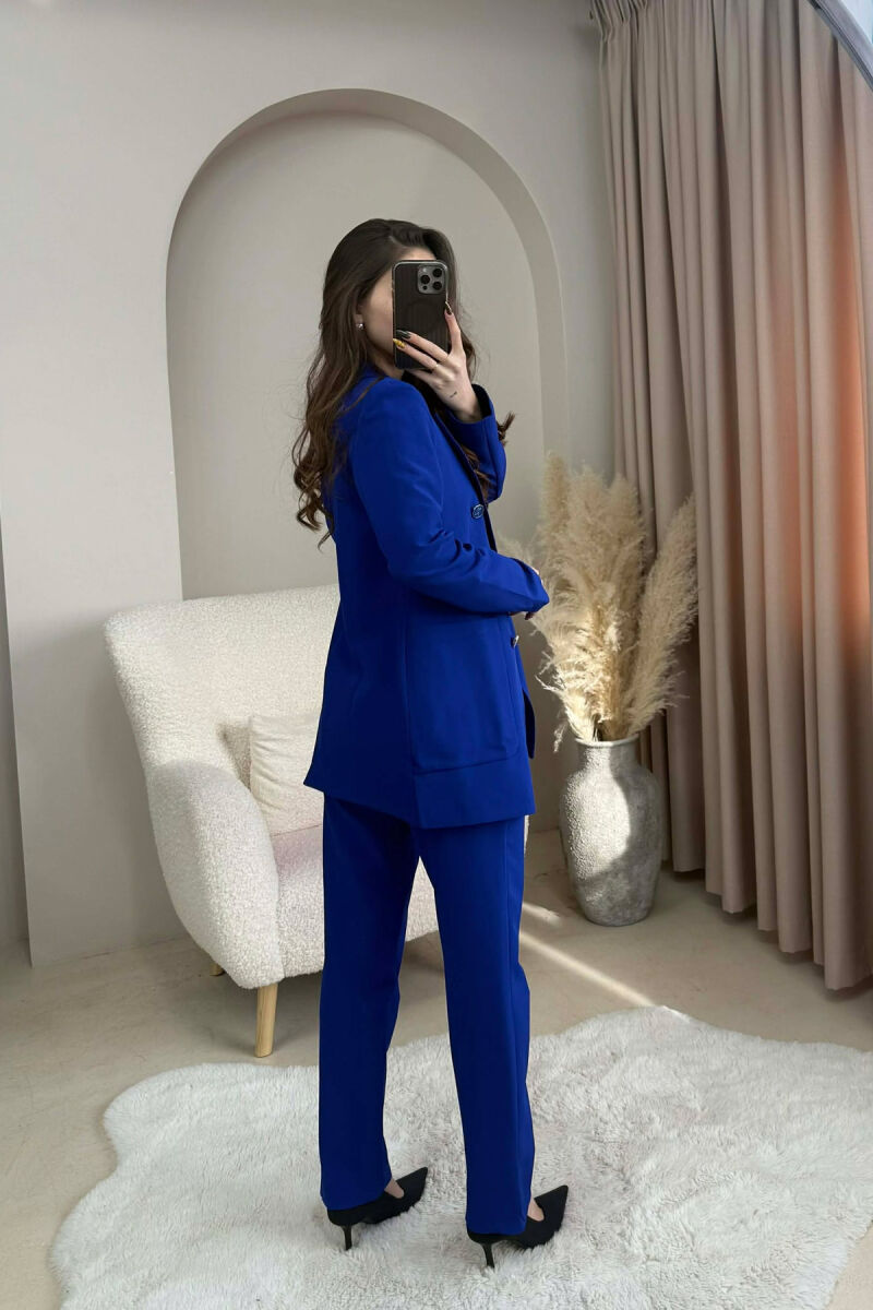 ONE COLOR SIMPLE JACKET+ TROUSERS WOMEN SET BLUE/BLU - 2