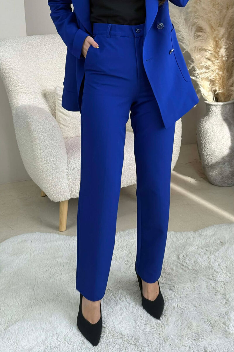 ONE COLOR SIMPLE JACKET+ TROUSERS WOMEN SET BLUE/BLU - 4