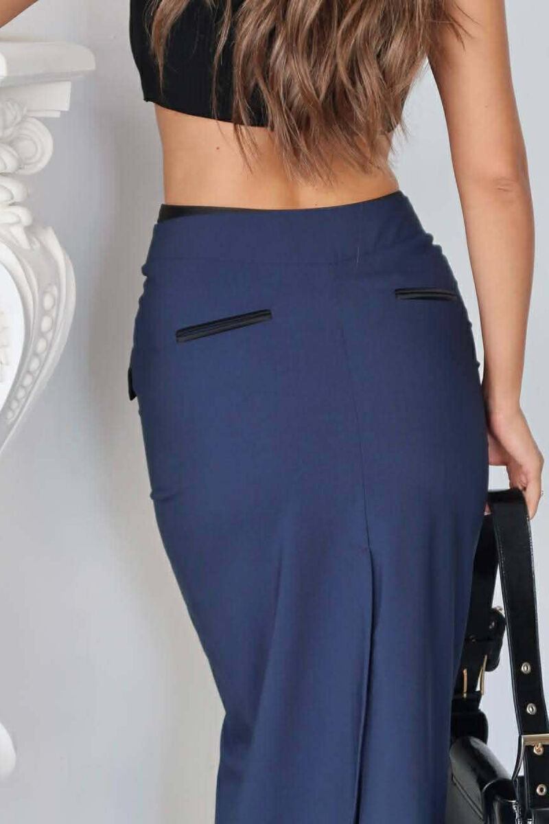 ONE COLOR SIMPLE JACKET+SKIRT WOMEN SET BLUE/BLU - 3