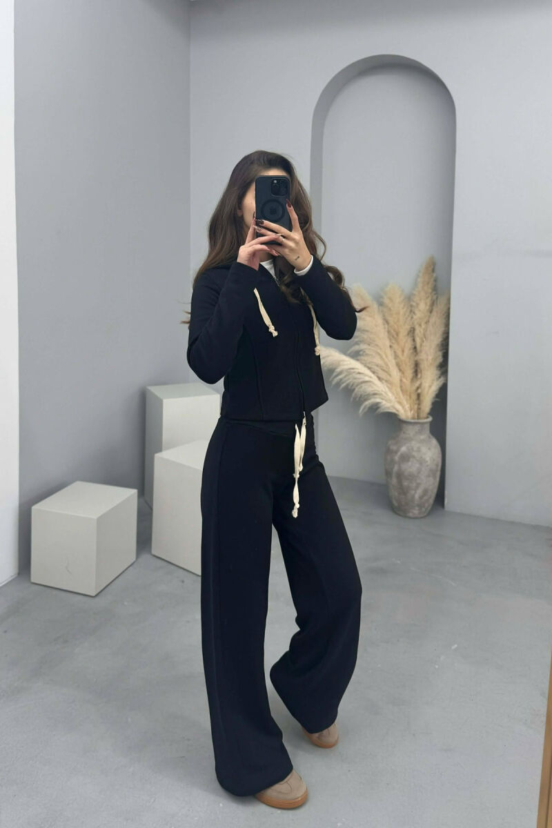 ONE COLOR SIMPLE JACKET+SWEATPANTS WOMEN SET BLACK/ E ZEZE - 2