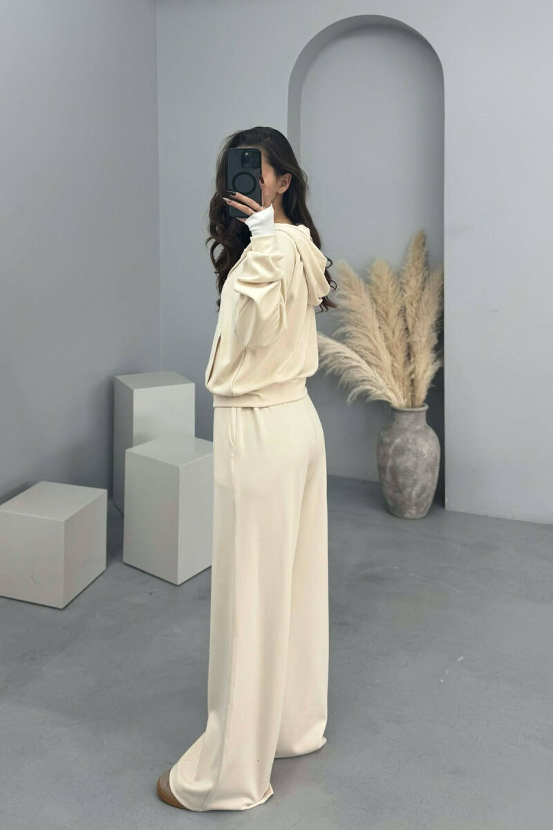 ONE COLOR SIMPLE JACKET+SWEATPANTS WOMEN SET CREAM/KREM - 4