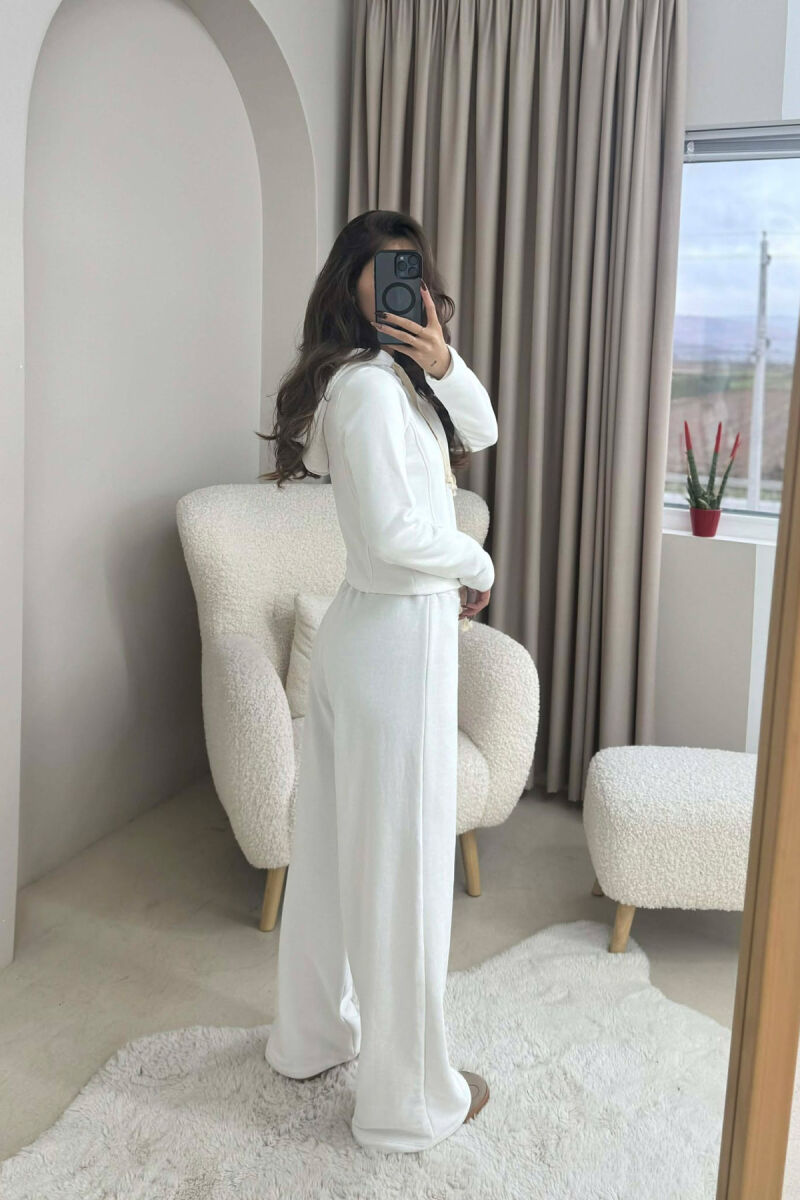 ONE COLOR SIMPLE JACKET+SWEATPANTS WOMEN SET WHITE-E BARDHE - 5