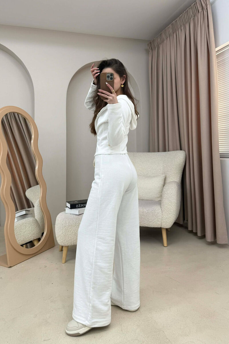 ONE COLOR SIMPLE JACKET+SWEATPANTS WOMEN SET WHITE-E BARDHE - 4