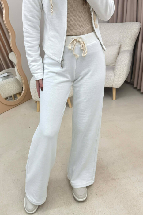 ONE COLOR SIMPLE JACKET+SWEATPANTS WOMEN SET WHITE-E BARDHE - 5
