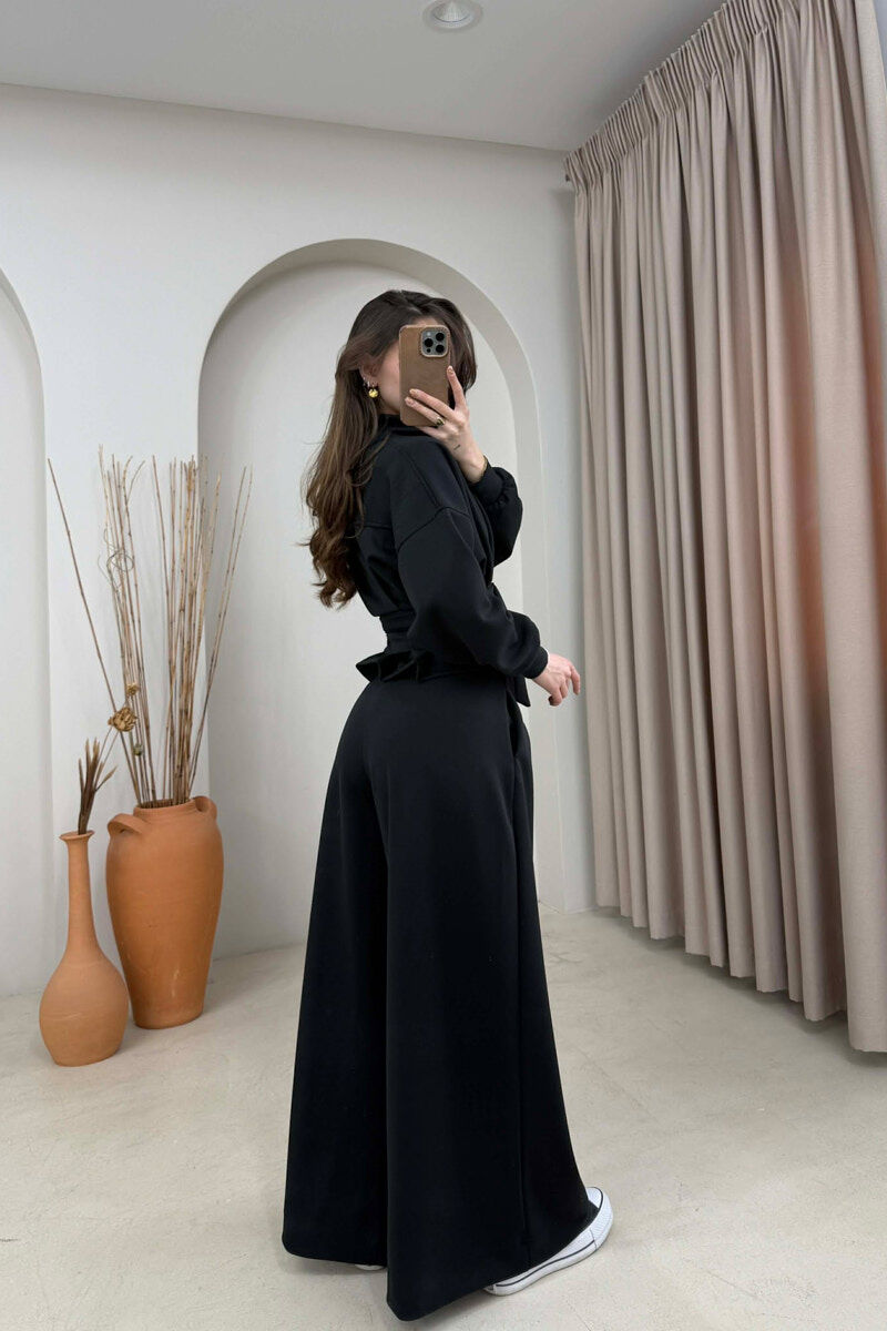 ONE COLOR SIMPLE JACKET+TROUSERS WOMEN SET BLACK/ E ZEZE - 4