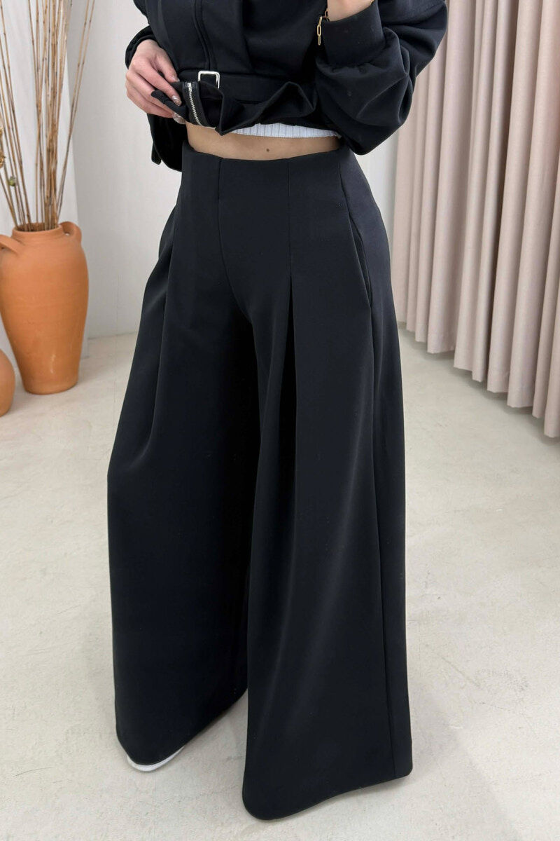 ONE COLOR SIMPLE JACKET+TROUSERS WOMEN SET BLACK/ E ZEZE - 5