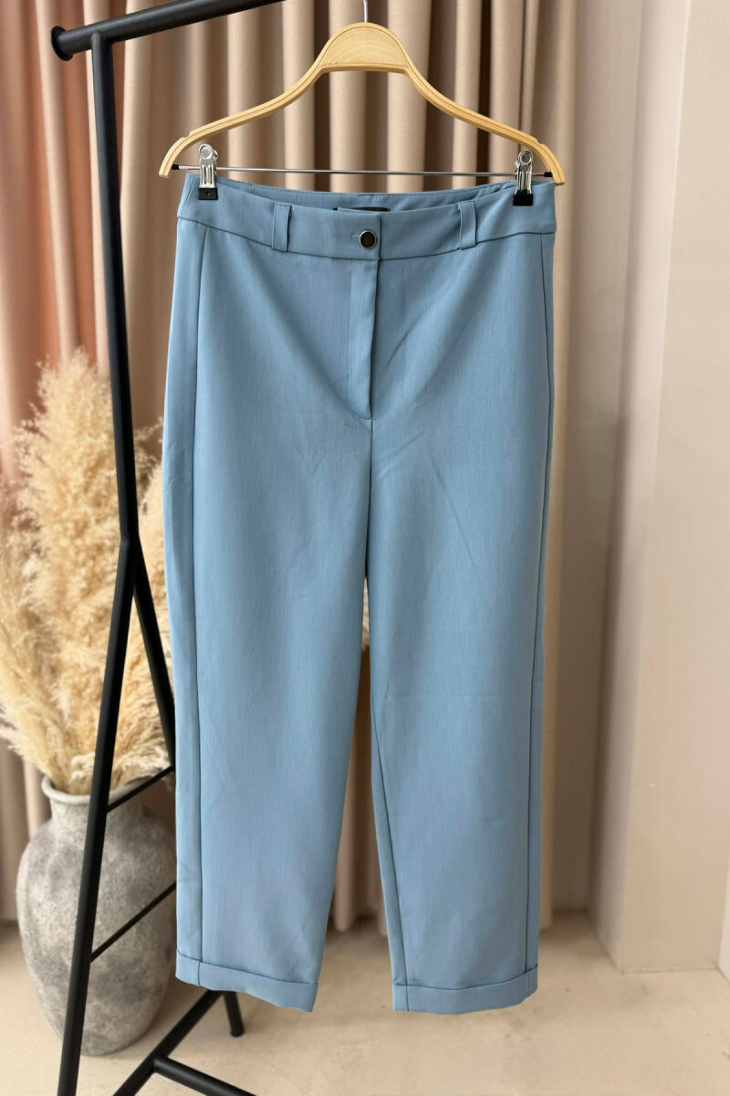 ONE COLOR SIMPLE JACKET+TROUSERS WOMEN SET LIGHTBLUE/BZ - 2