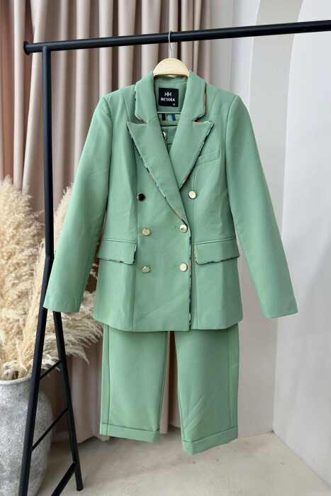 ONE COLOR SIMPLE JACKET+TROUSERS WOMEN SET MINT/MENTE 