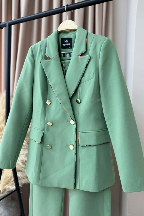 ONE COLOR SIMPLE JACKET+TROUSERS WOMEN SET MINT/MENTE - 2