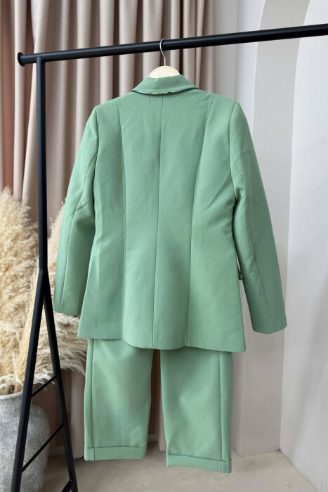 ONE COLOR SIMPLE JACKET+TROUSERS WOMEN SET MINT/MENTE - 5