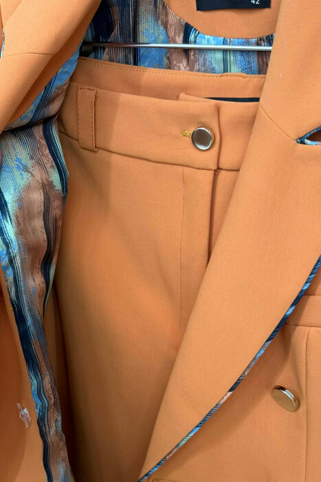 ONE COLOR SIMPLE JACKET+TROUSERS WOMEN SET ORANGE/PORTOKALLI - 3