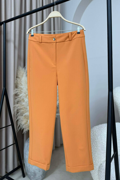 ONE COLOR SIMPLE JACKET+TROUSERS WOMEN SET ORANGE/PORTOKALLI - 5