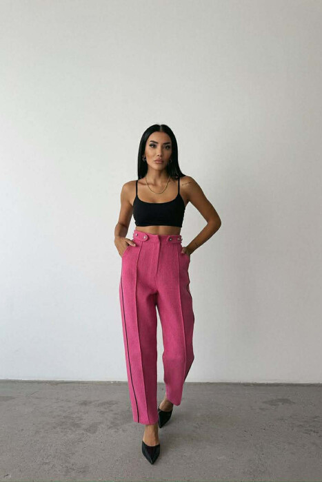 PANTALLONA TE THJESHTA NJE NGJYRESHE PER FEMRA NE NGJYRE CIKLAMI - KLAUDIO FASHION