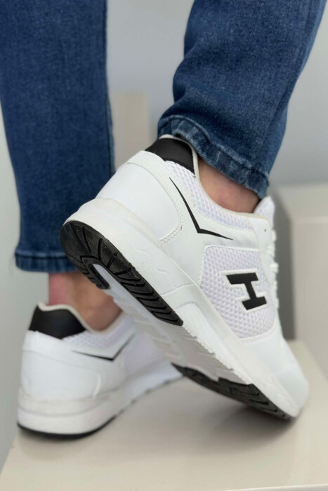 ONE COLOR SIMPLE LACING MEN SNEAKERS WHITE-E BARDHE - 2