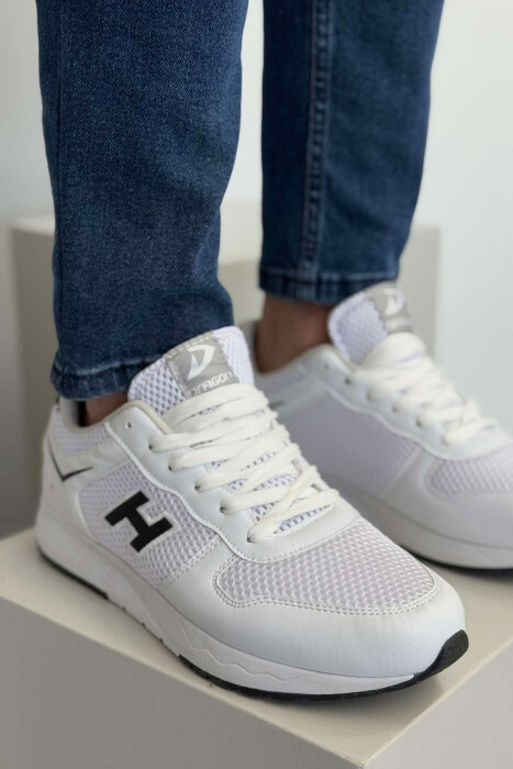 ONE COLOR SIMPLE LACING MEN SNEAKERS WHITE-E BARDHE - 4