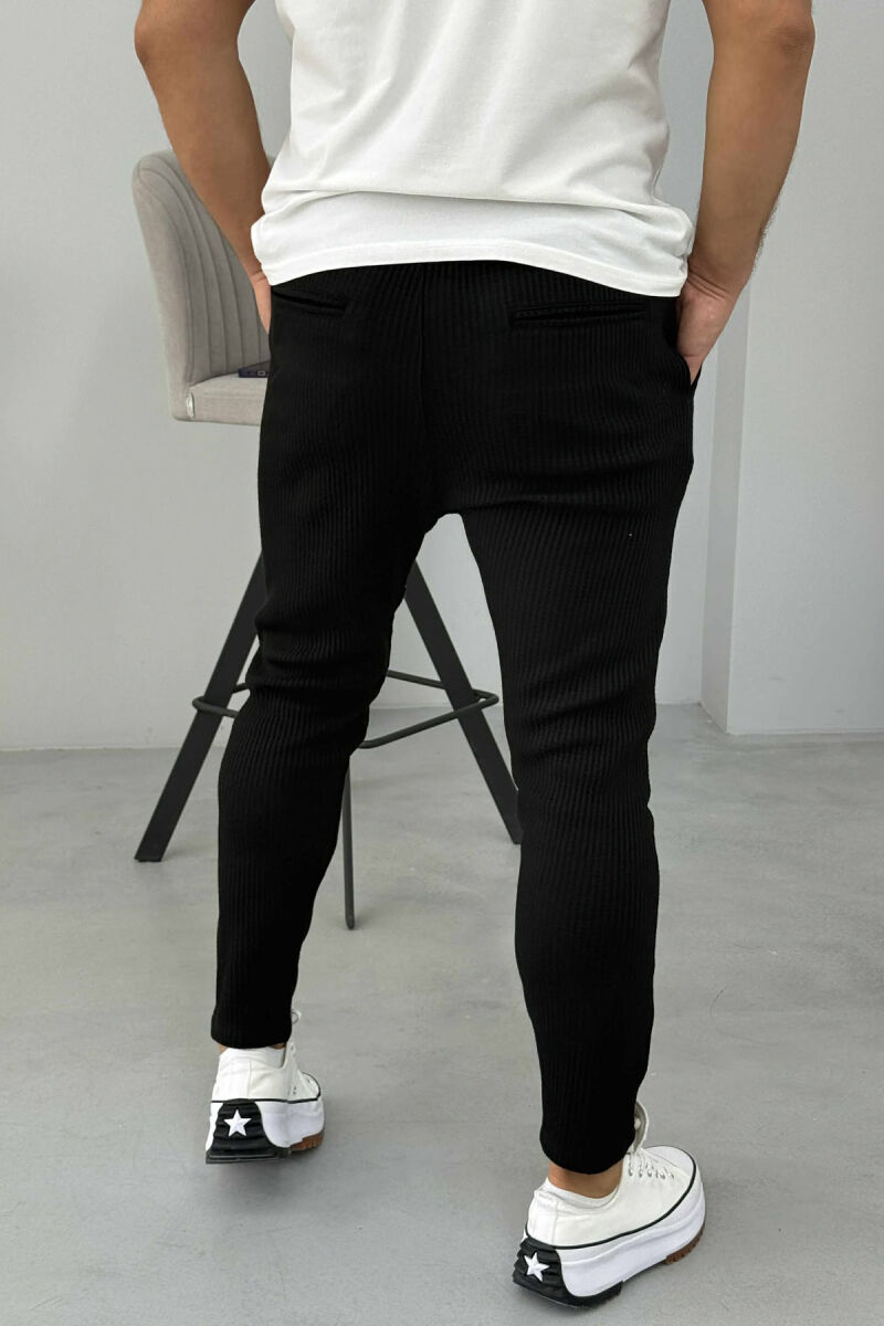 ONE COLOR SIMPLE LACING WAIST MEN PANTS BLACK/ E ZEZE - 2