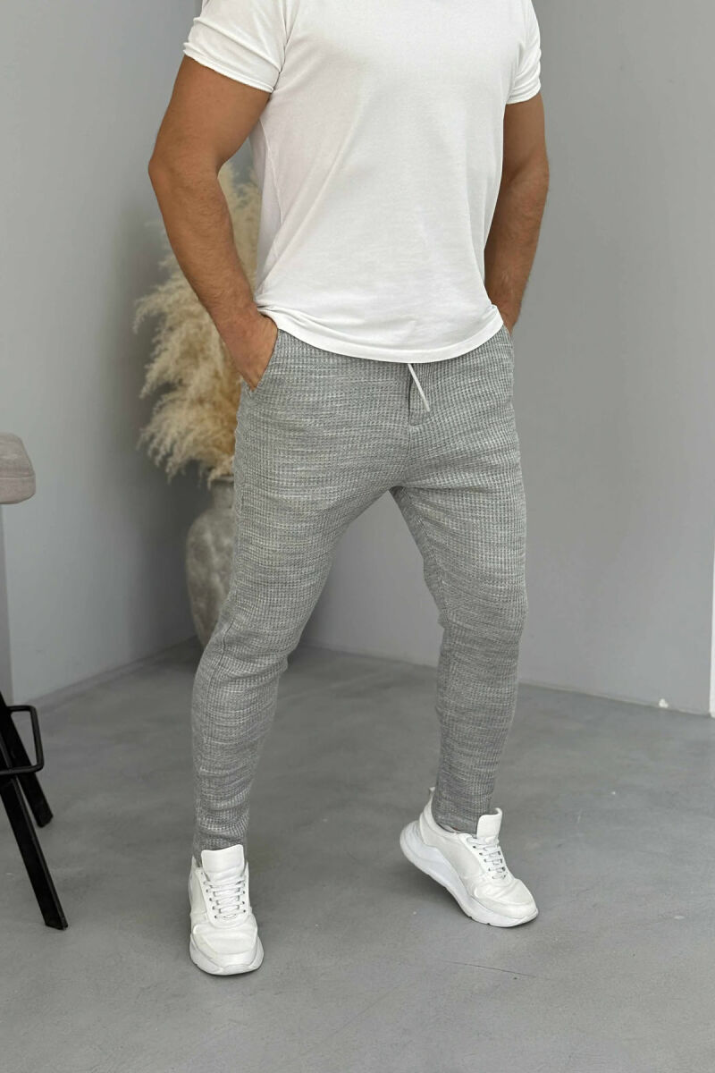 ONE COLOR SIMPLE LACING WAIST MEN PANTS GREY/GRI - 1