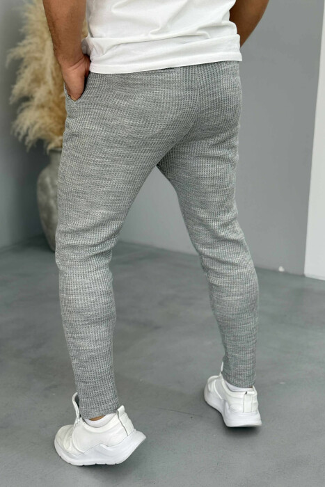 ONE COLOR SIMPLE LACING WAIST MEN PANTS GREY/GRI - 2